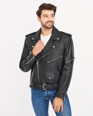 Ramoneska męska z zamkiem, kieszeniami na suwak i paskiem w talii