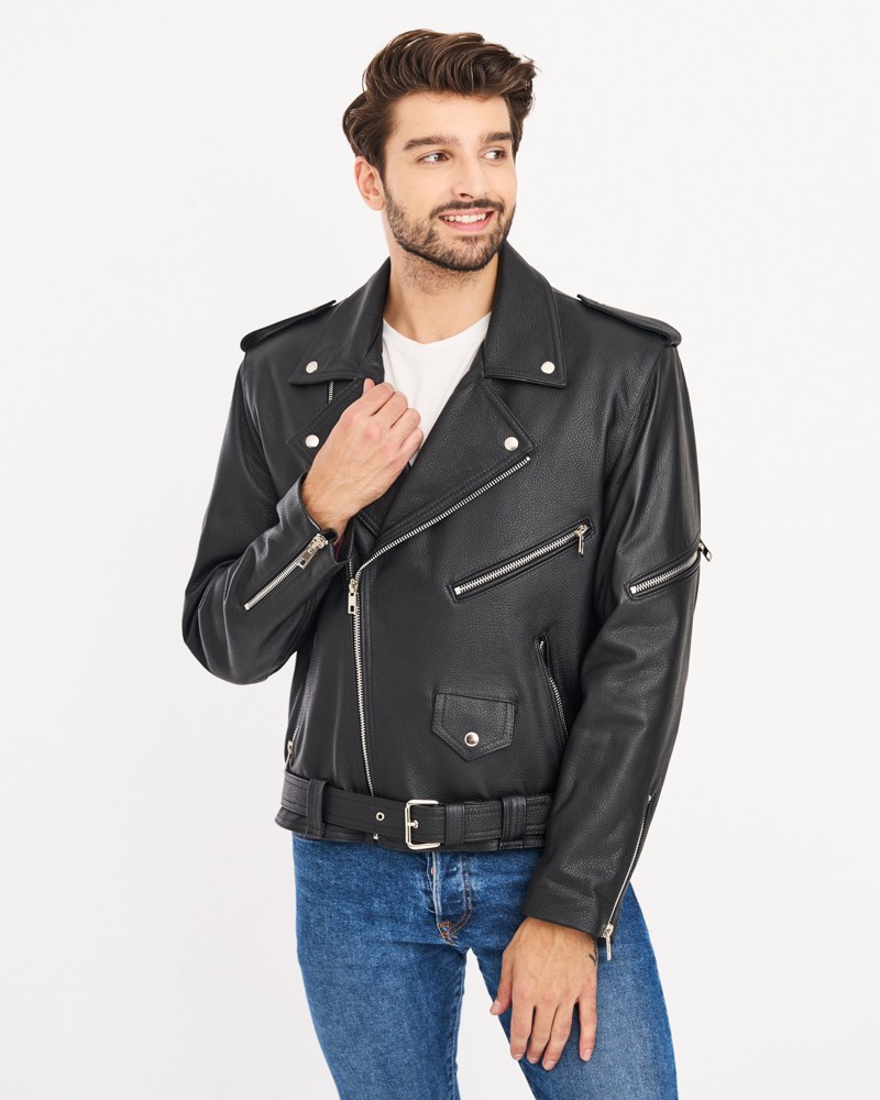 Ramoneska męska z zamkiem, kieszeniami na suwak i paskiem w talii