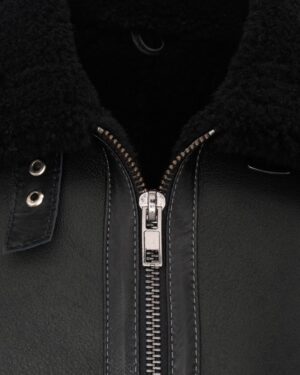 Kożuch męski z miękkim kołnierzem i metalowym zamkiem błyskawicznym