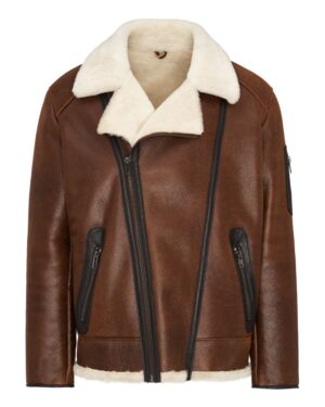 Kożuch męski z wełnianym kołnierzem i dwoma bocznymi kieszeniami