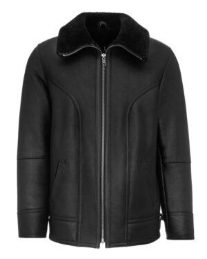 Kożuch męski z kołnierzem, zapinana na zamek, z dwiema kieszeniami bocznymi