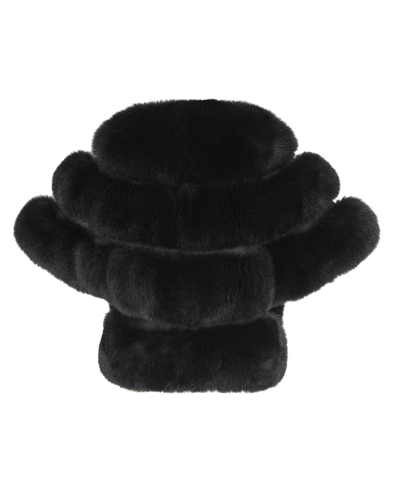 Futro naturalne w kolorze czarnym z miękkim futrzanym kołnierzem i eleganckim krojem