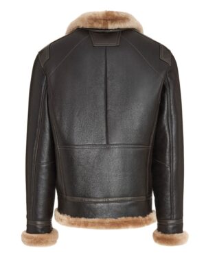 Kożuch męski z futrzanym kołnierzem i mankietami, klasyczny krój idealny na zimowe dni