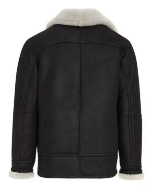 Kożuch męski z kołnierzem z futra i elastycznymi mankietami