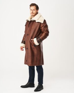 Komfortowy kożuch męski z podszewką, świetny na mroźne dni