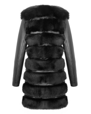 Kamizelka futrzana naturalna z długimi skórzanymi rękawami i efektownym kołnierzem, idealne na zimowe dni