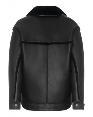 kożuch damski z miękkim kołnierzem i zapinanymi mankietami